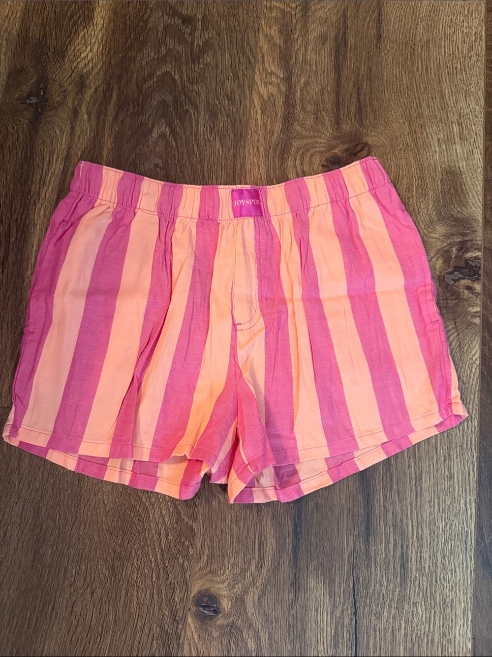 Pink & Peach Striped Women's Shorts